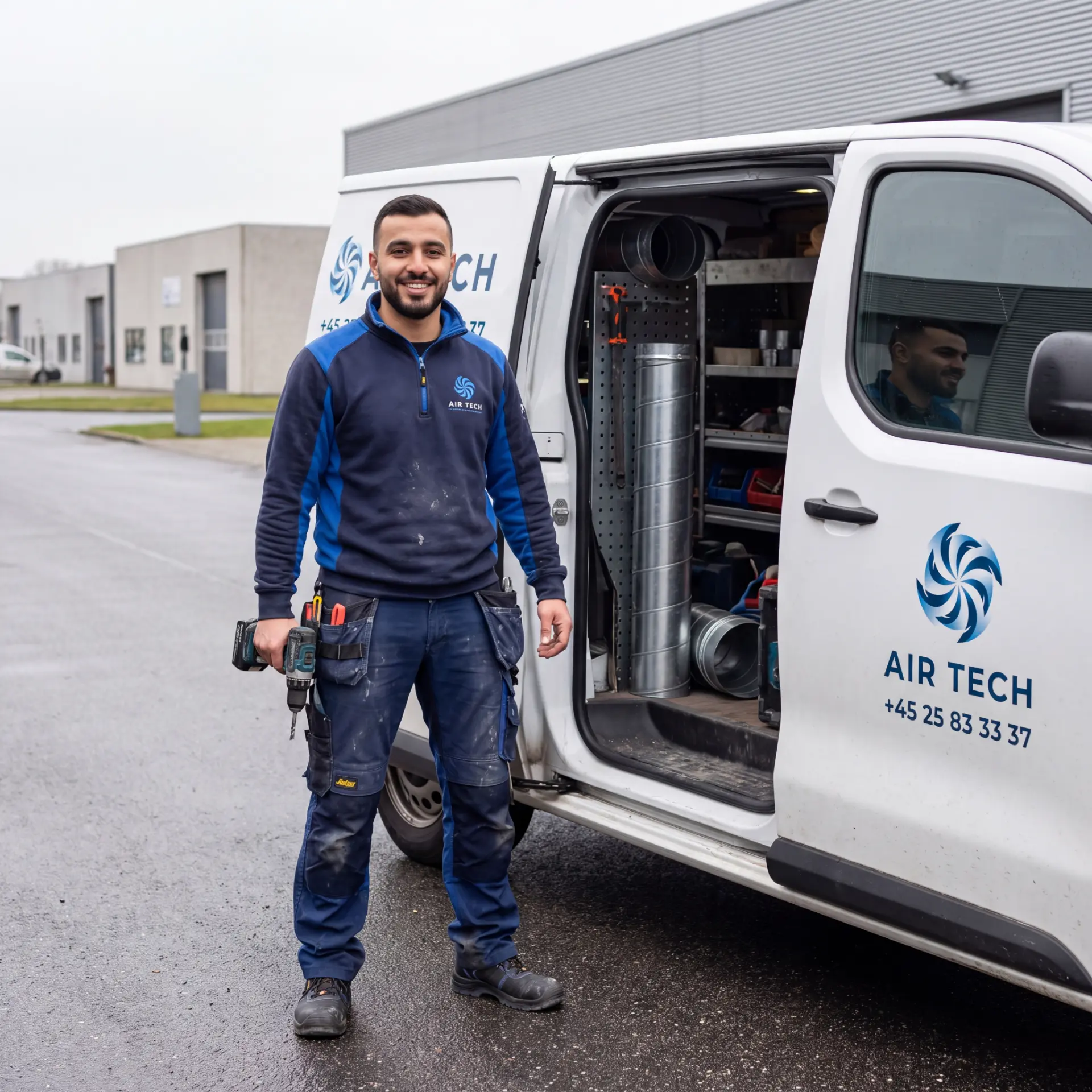 AIR TECH tekniker klar til service ved AIR TECH varevogn